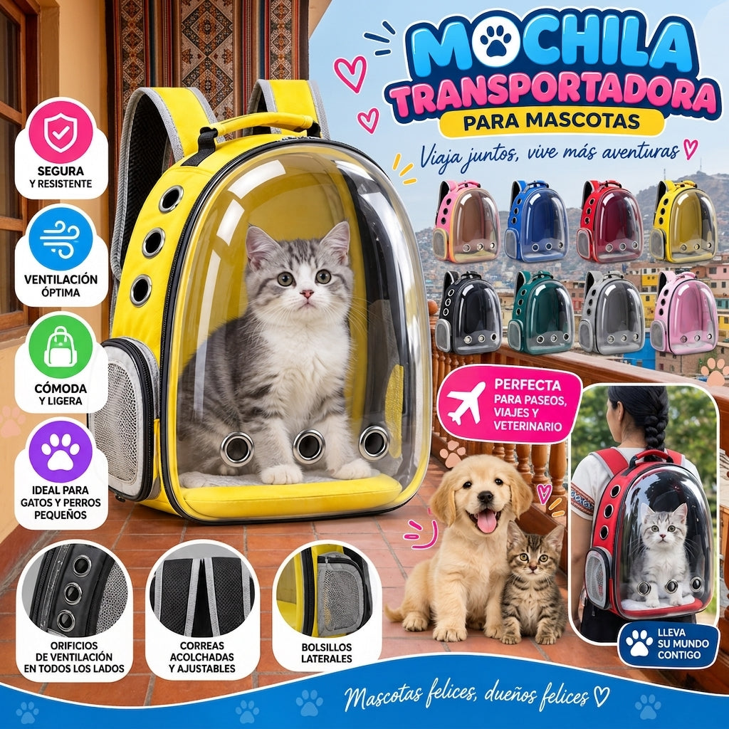 🐾MOCHILA TRANSPORTADORA PARA MASCOTAS